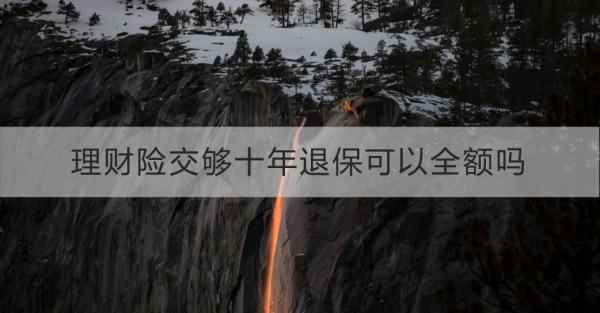 理财险交够十年退保可以全额吗